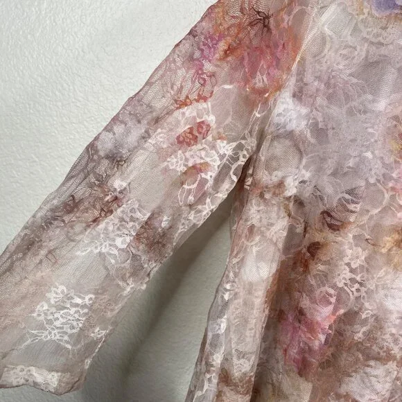 Cal Style Top Women's Lace Tunic Asymmetrical Hem Pink 2XL Fairy Romantic Boho - Picture 4 of 12